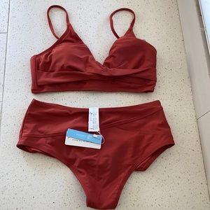 Cupshe Marsala Twist High Waisted Bikini